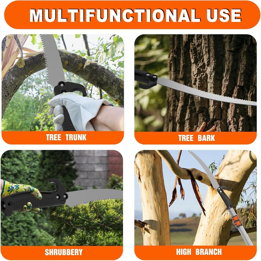 26FT Reach Pole Saw for Tree Trimming, Telescoping Tree Pruner Extendable with 5