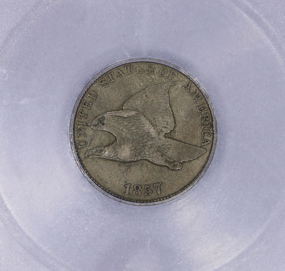 1857 Flying Eagle Cent 1c ICG VF35 - Mint Error Planchet Flaw