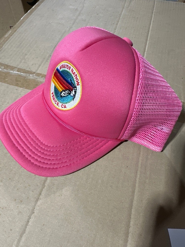 Aviator Nation pink Trucker Mesh Hat Cap Snap Back Venice CA
