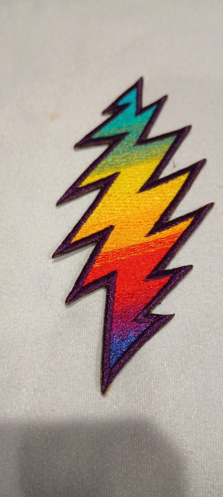 Grateful Dead Rainbow Lightning Bolt 5 Inch Iron On Patch
