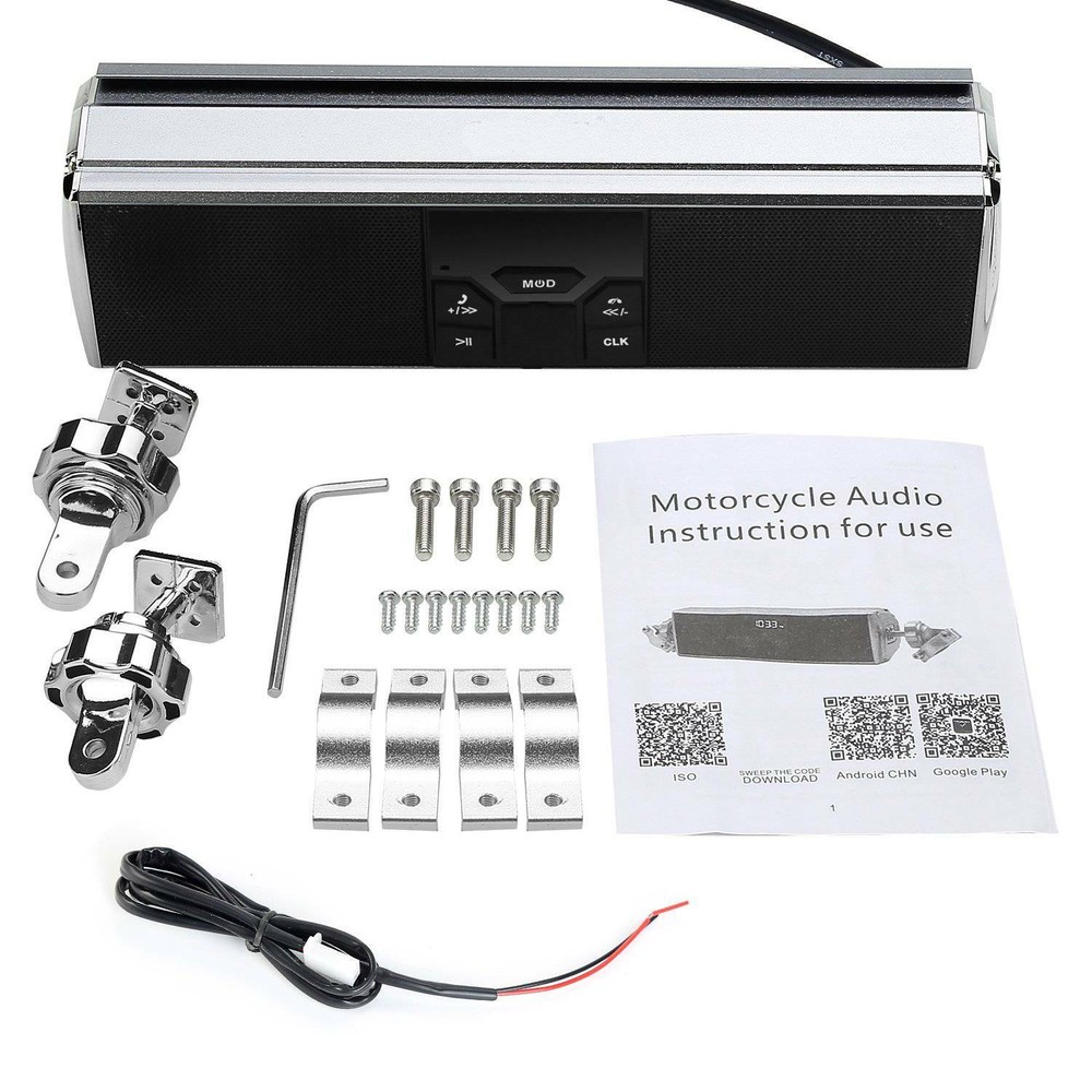 Motorcycle Bluetooth Stereo Speaker Audio MP3 USB Sound System with APP Control