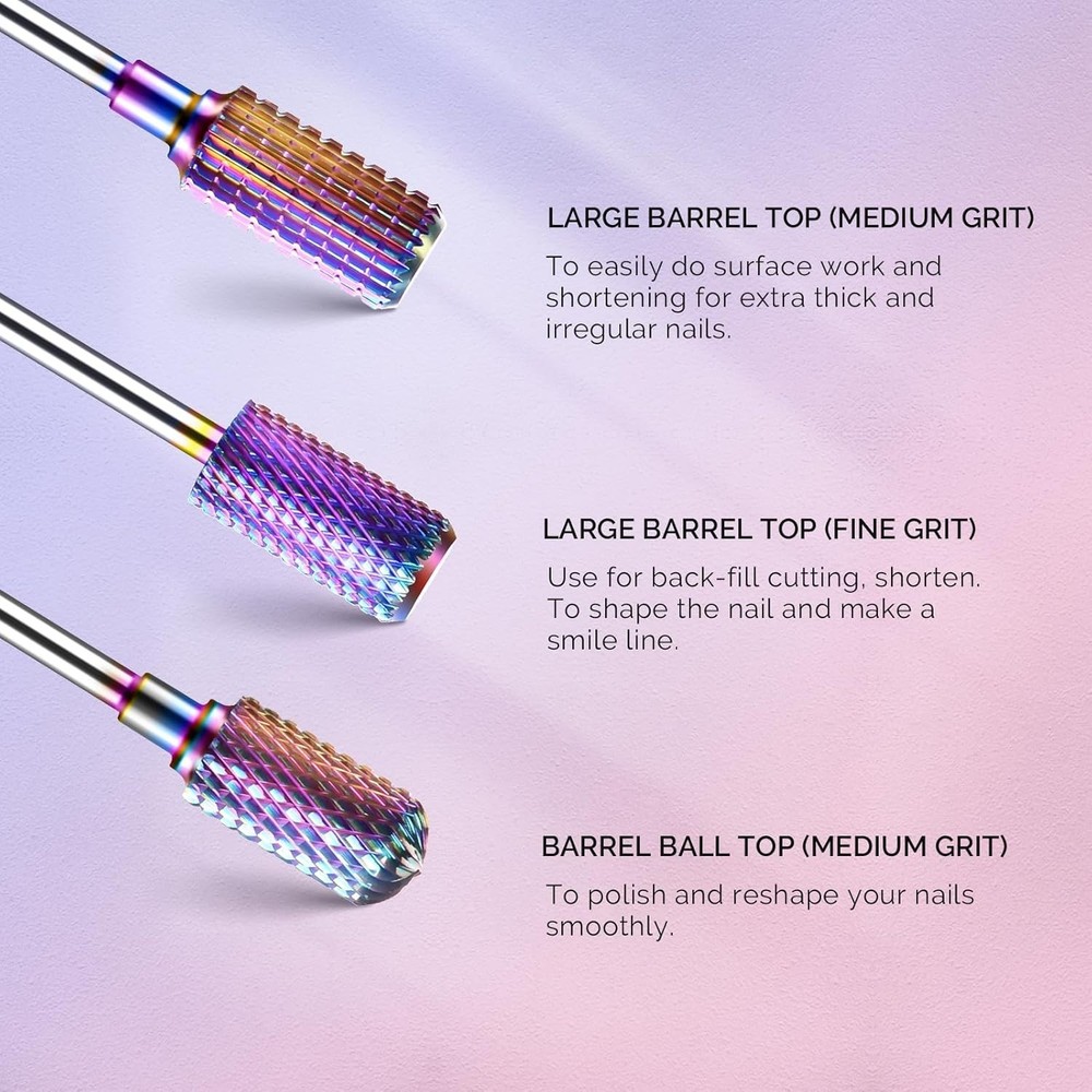 Professional 7 Piece Nail Drill Set - Tungsten Bits for Fine and Medium Grit