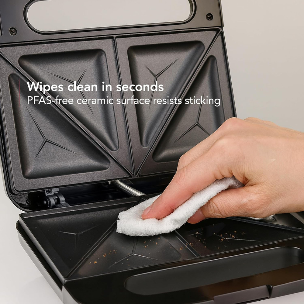Electric Sandwich Maker with Non-Stick Plates, Indicator Lights, Cool Touch Hand