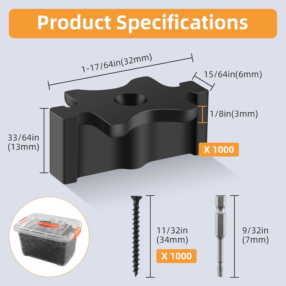 1000 Pack Hidden Deck Fasteners for Composite Decking Board, Composite Decking C