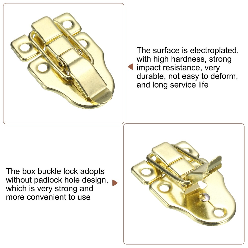 6Pcs Duck-billed Hasp Lock Retro Box Toggle Latch without Padlock Hole Gold