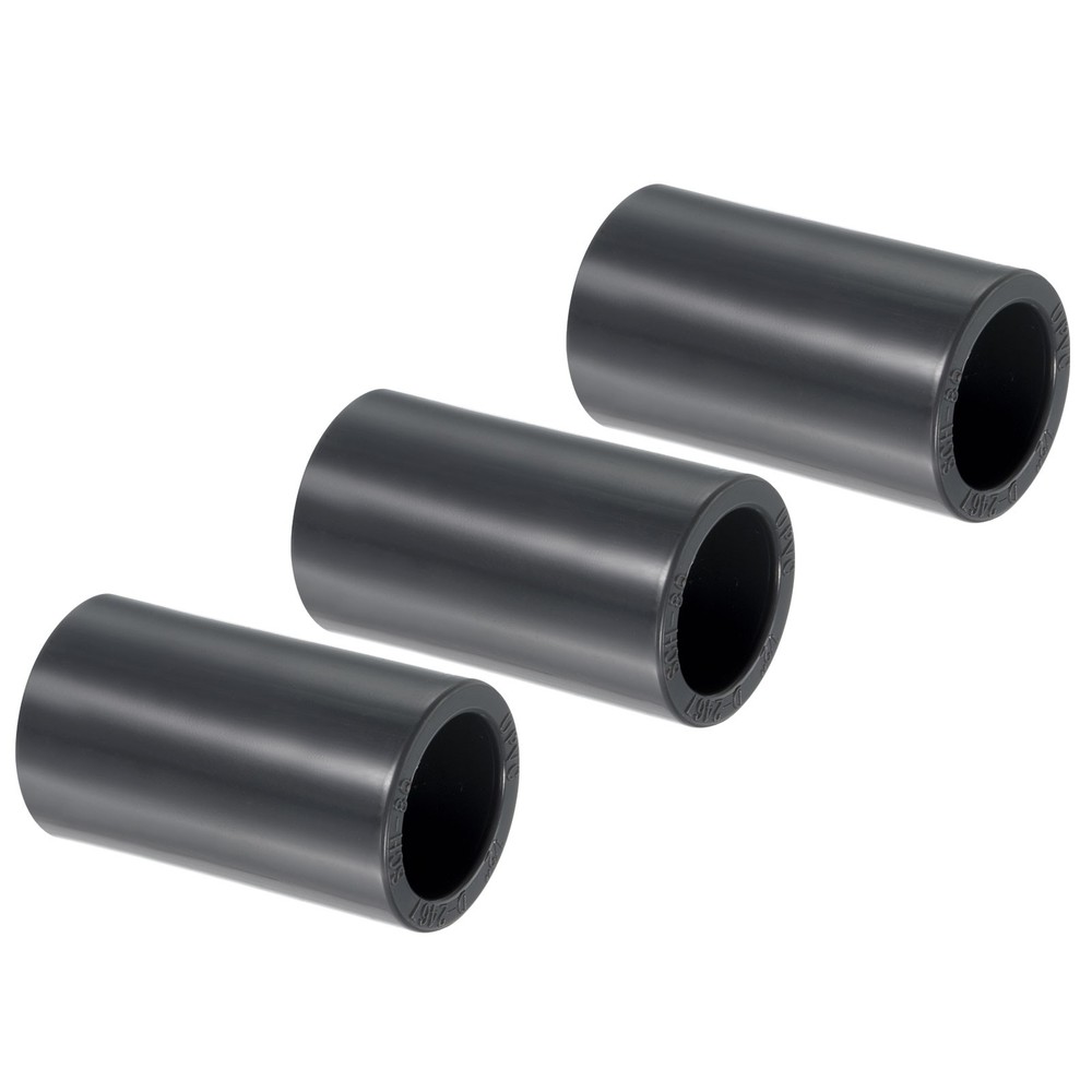 3pcs 1/2" Socket SCH80 UPVC Pipe Fitting Straight Coupling Connector, Grey