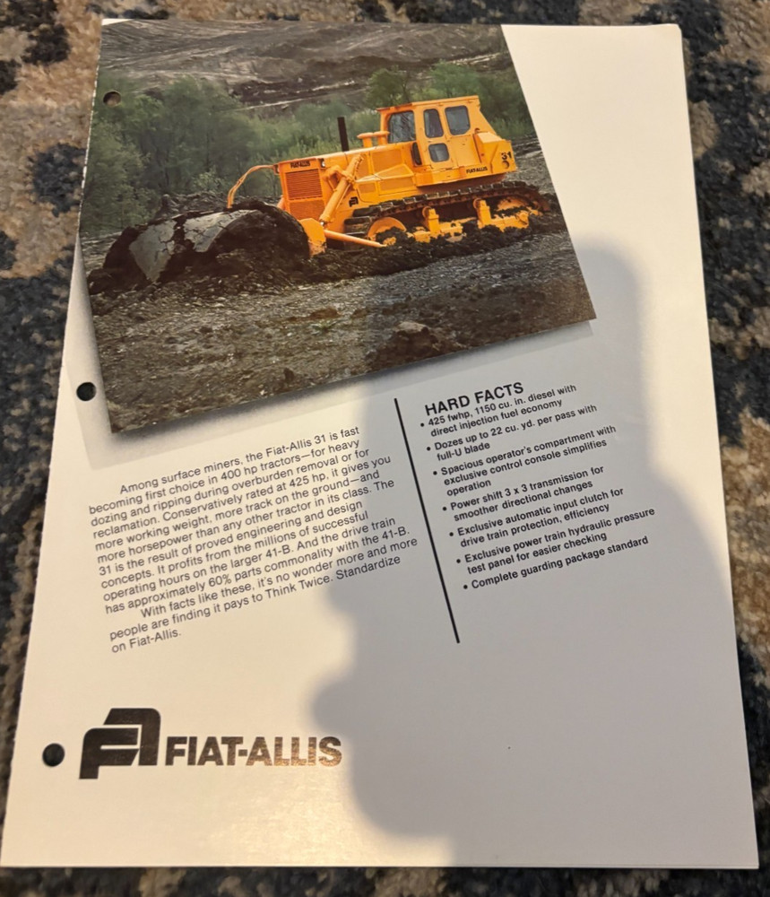 Fiat Allis 31 Crawler Tractor Dozer Brochure AMIL25