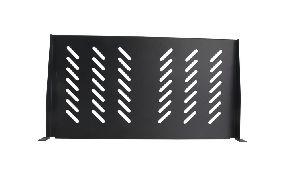 1U 19" 4-Post Fixed Vented Server Shelf Rack Mount, Adjustable 17-33in, Black