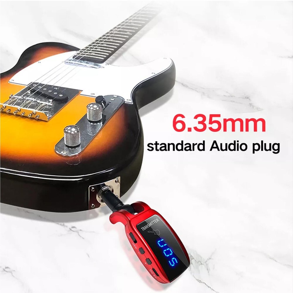 UHF Guitar Wireless System LED Display Rechargeable Transmitter and Receiver