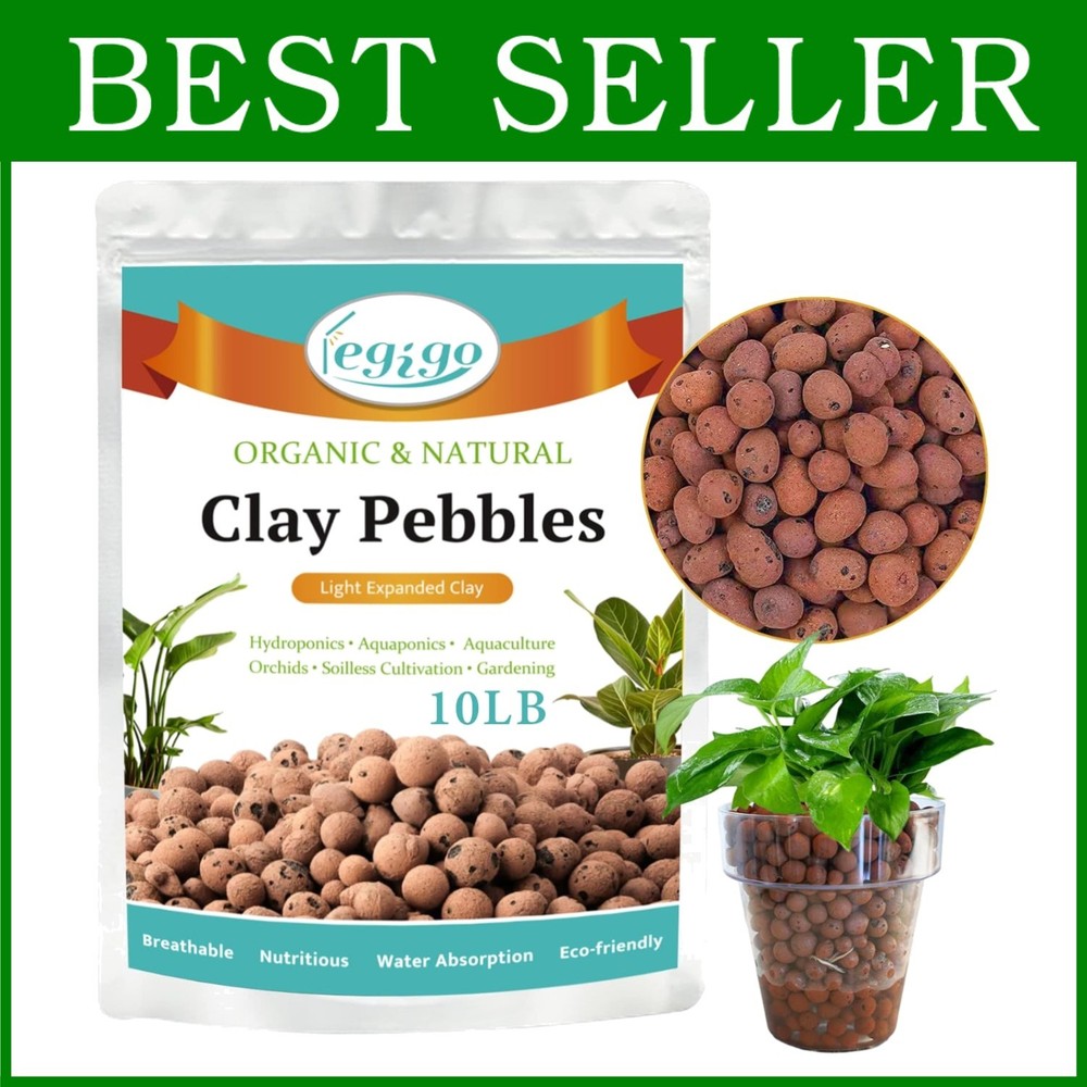 Hydroton Clay Pebbles for Hydroponics, 10lb