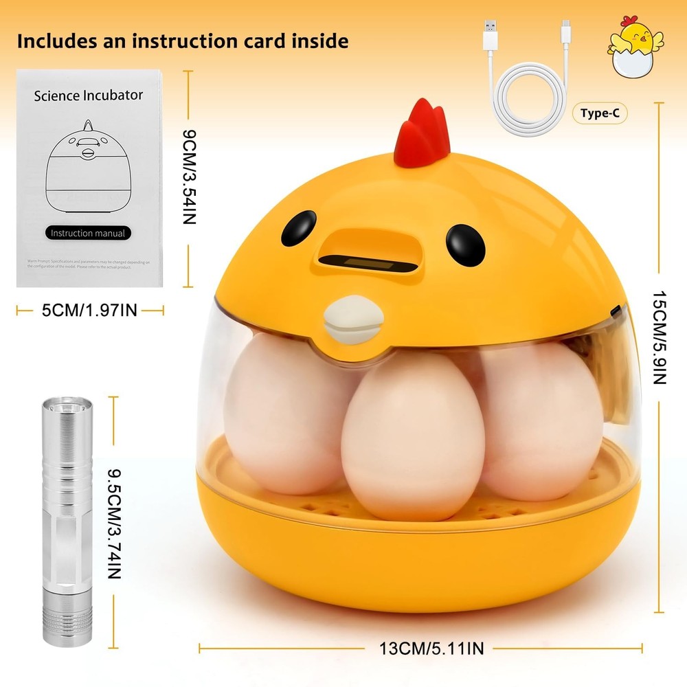 Automatic Egg Incubator for Hatching Eggs with LED Temperature Display, Humid...