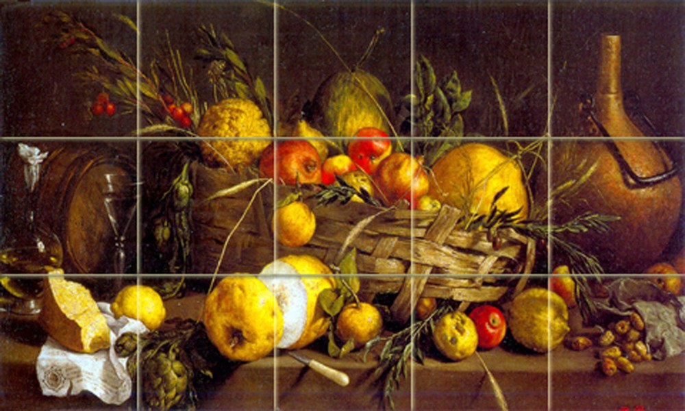 Art Antonio Pereda Mural Ceramic Still Life Backsplash Fruit Tile #332