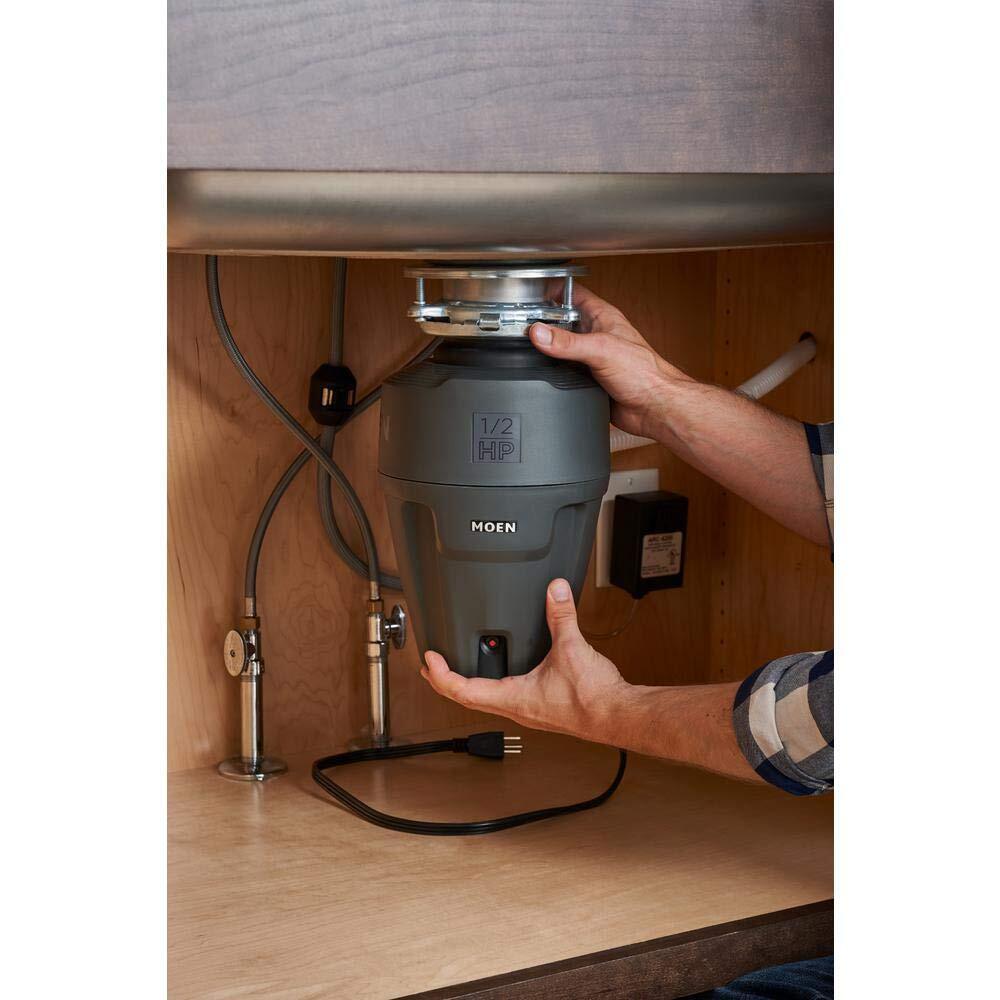 Moen EX50C Garbage Disposal, 1/2 HP, Black