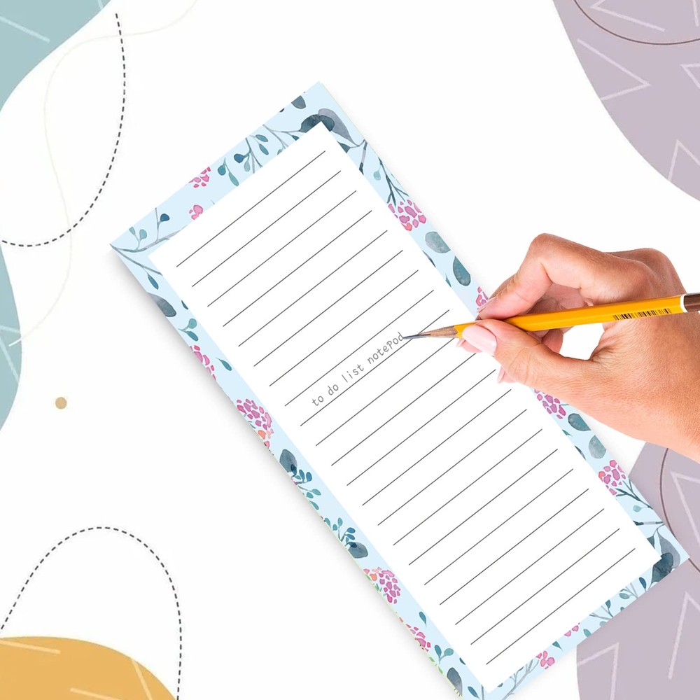 Refrigeor Notepad Set, 4 Pads, 50 Sheets Each, Flower Pattern, Multicolor