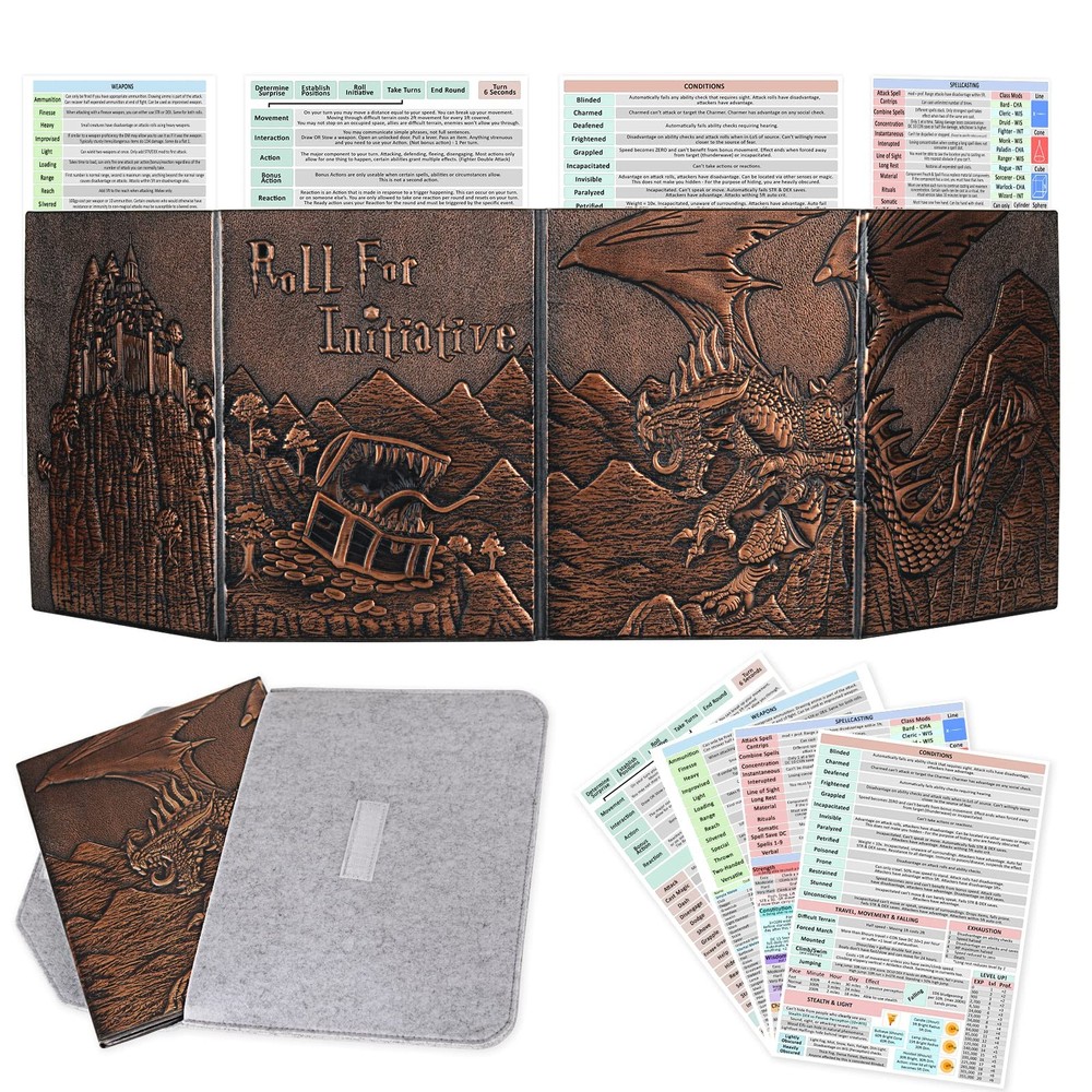 Dungeon Master Screen Four-Panel DM Screen Dungeons and Dragon Pathfinder D&D