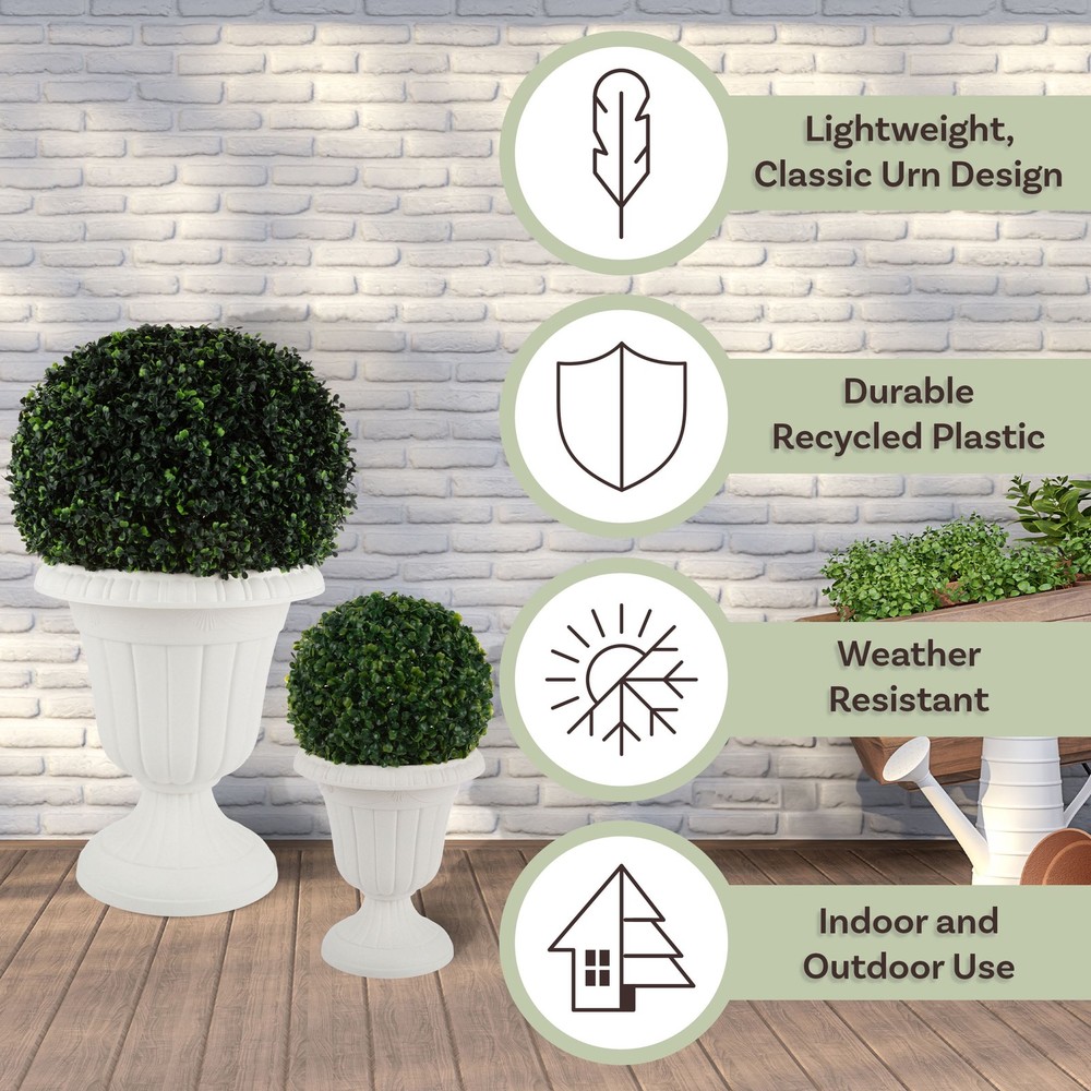 Large & Small Outdoor Urn Planter 2-Pack Brown