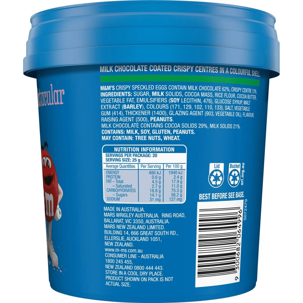 M&Ms Crispy Speckled Chocolate Easter Eggs Bucket 500g
