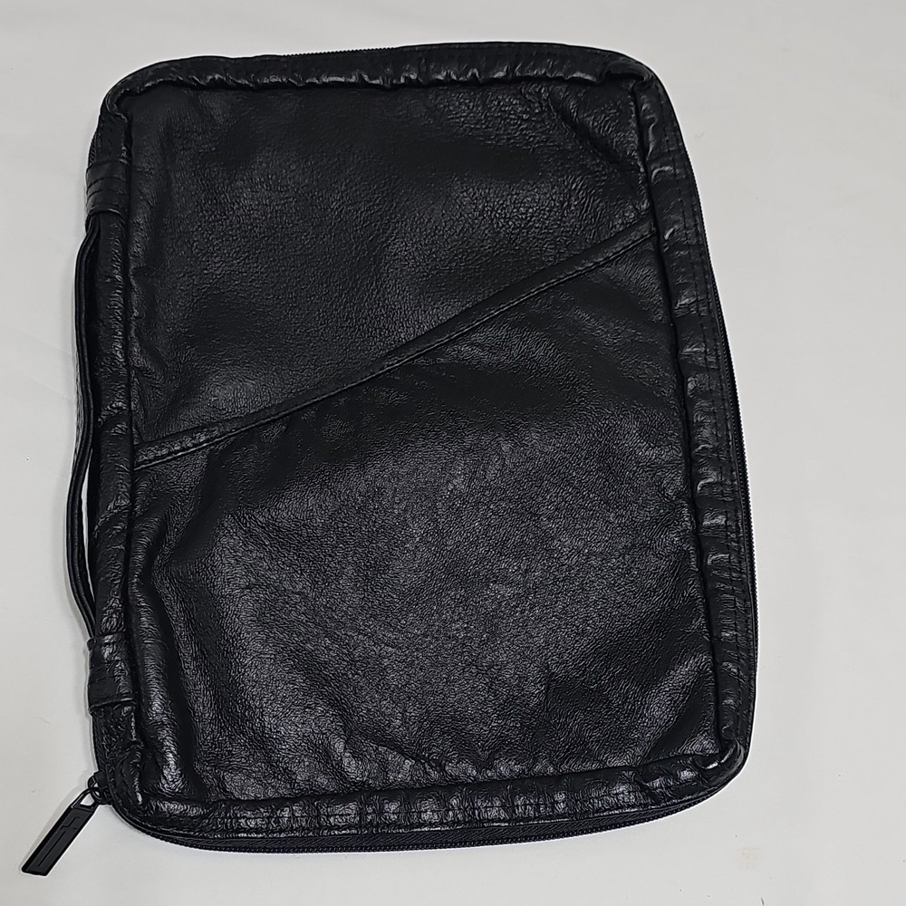 Dicksons Black Classic Leather Bible Cover Case with Handle X-Large