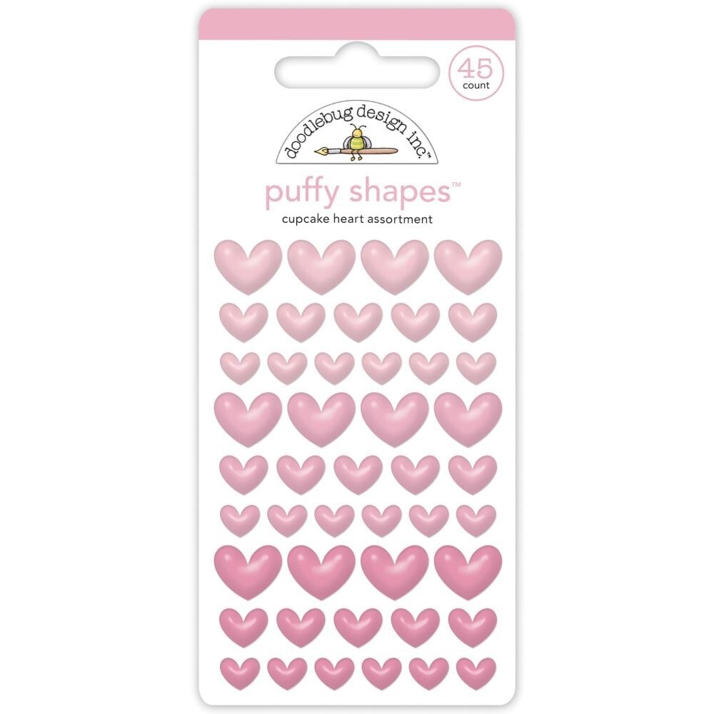Doodlebug ~ PUFFY SHAPES ~ Cupcake Hearts Assortment