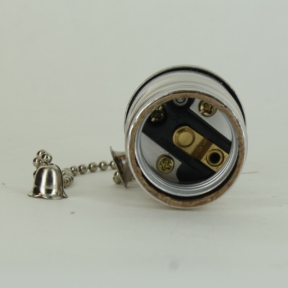 On-Off Pullchain Switch Nickel Plated E-26 Base Lamp Socket 1/8ips Cap 30774J