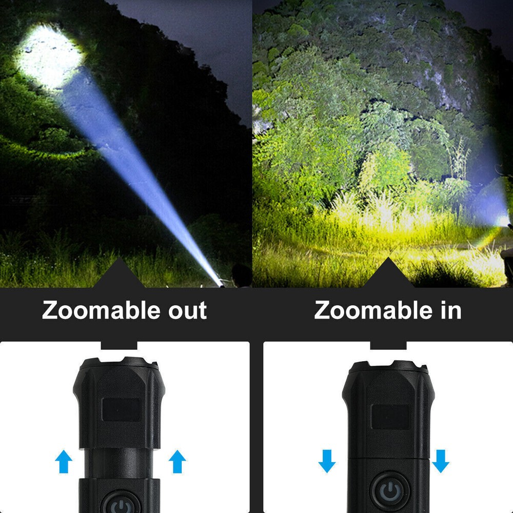 2 Pack LED Super Bright Flashlight Rechargeable Torch Tactical Lamp.