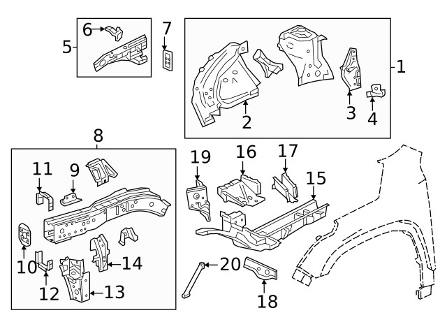 Driver Side Front Engine Compartment Inner Rail Front Reinforcement (23258727)