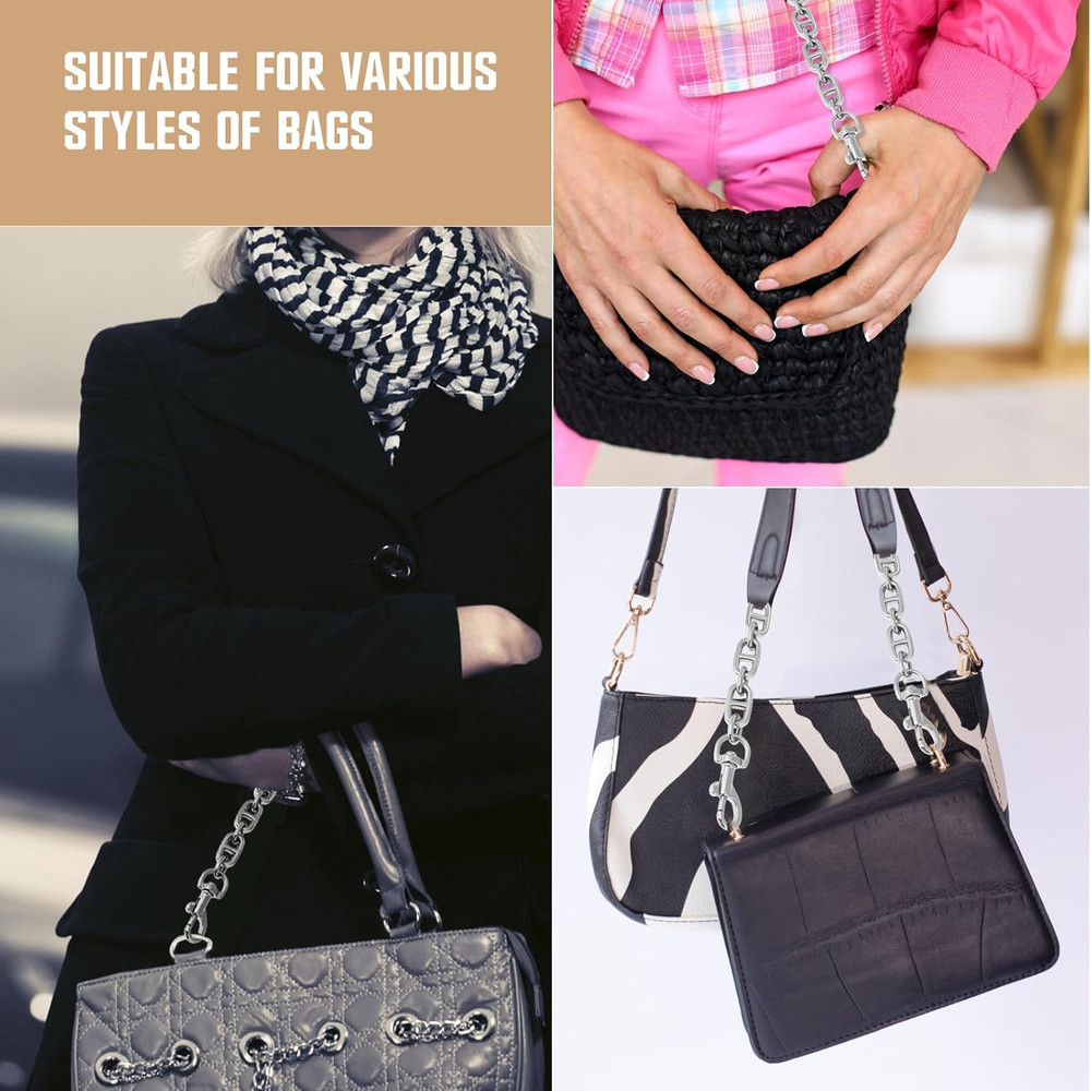 2 Pcs Silver Bag Extender Purse Strap Extender 4.7 Inch Strap Extender for Cross