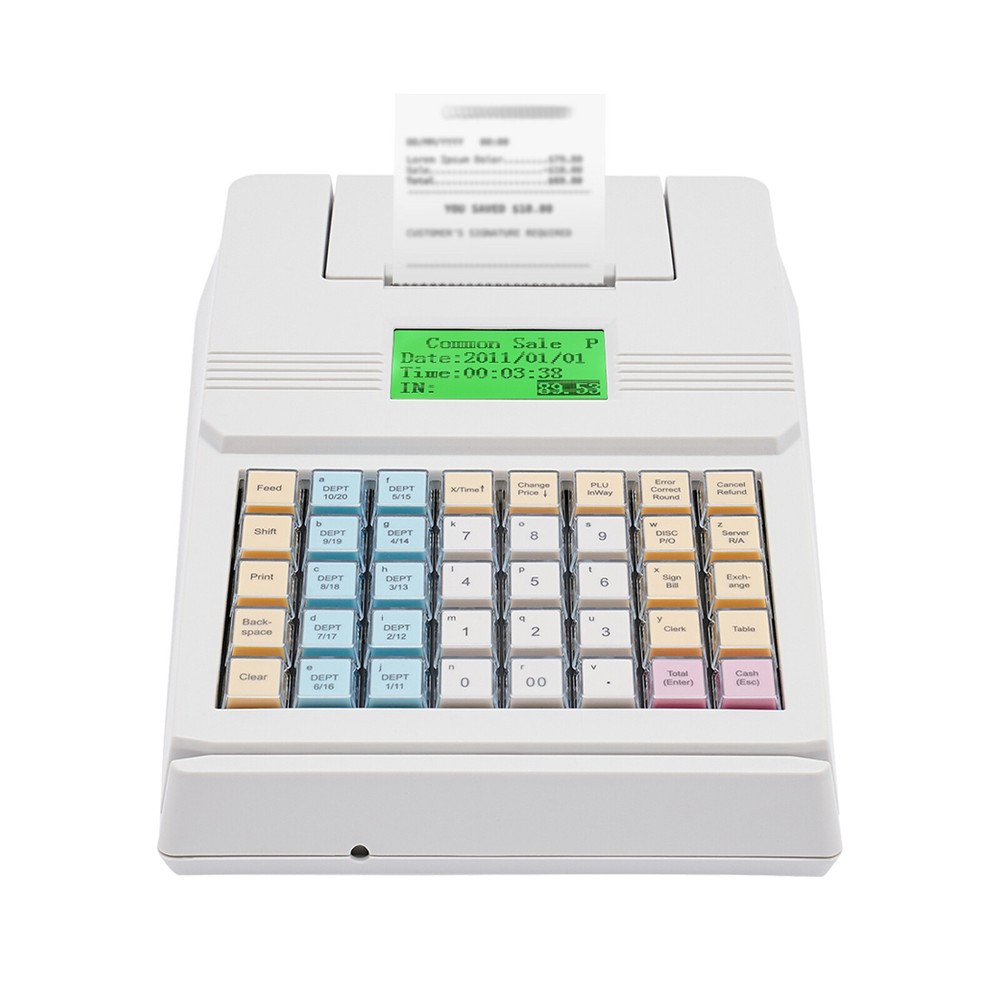 40-Keys Cash Register Tabletop Ratail Cash Register Rectangular Cashing System