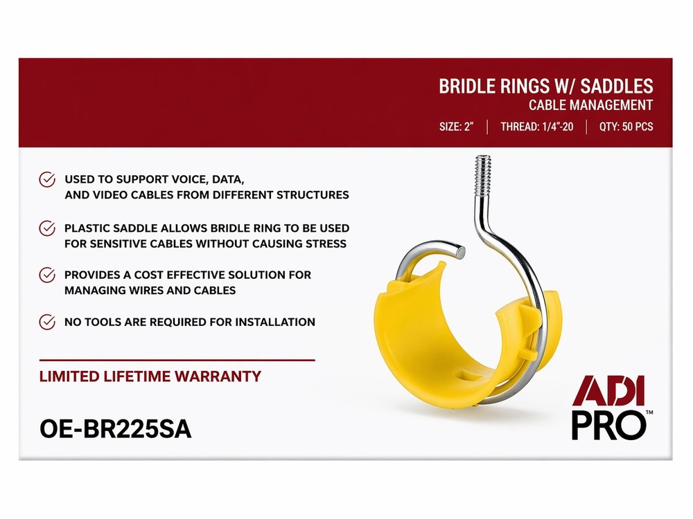 2" Bridle Ring w/ Saddle 1/4-20 Thread 50 Pack ADI PRO Cable Support