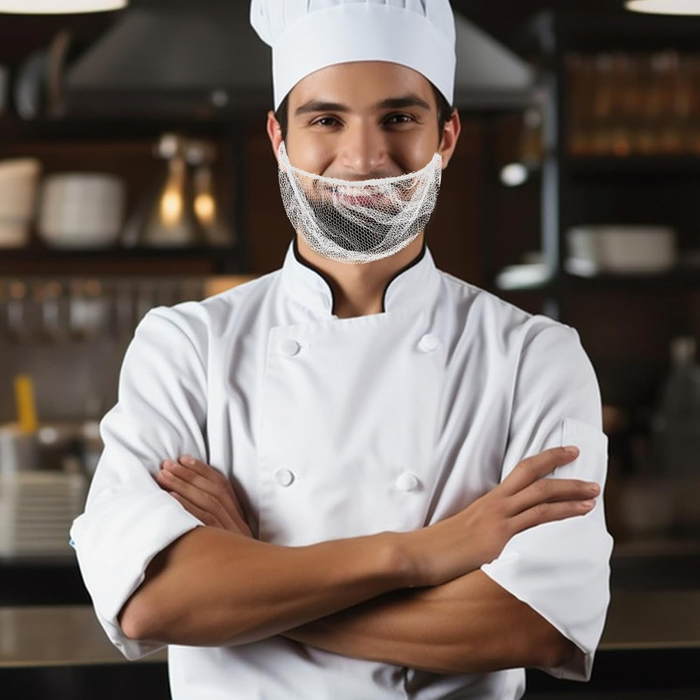 100 Pcs Beard Nets Food Service, Elastic Comfortable Beard Guards Protective Bea