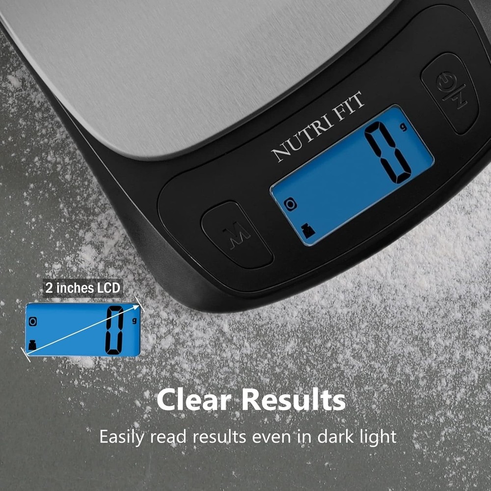 Compact Stainless Steel Kitchen Scale - Accurate Tare Function, Auto Shut-Off