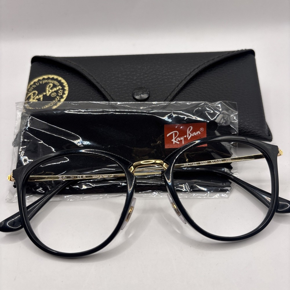 Ray-Ban Eyeglasses Frames RB 7140 2000 51-20-150 Black Gold Frames only*