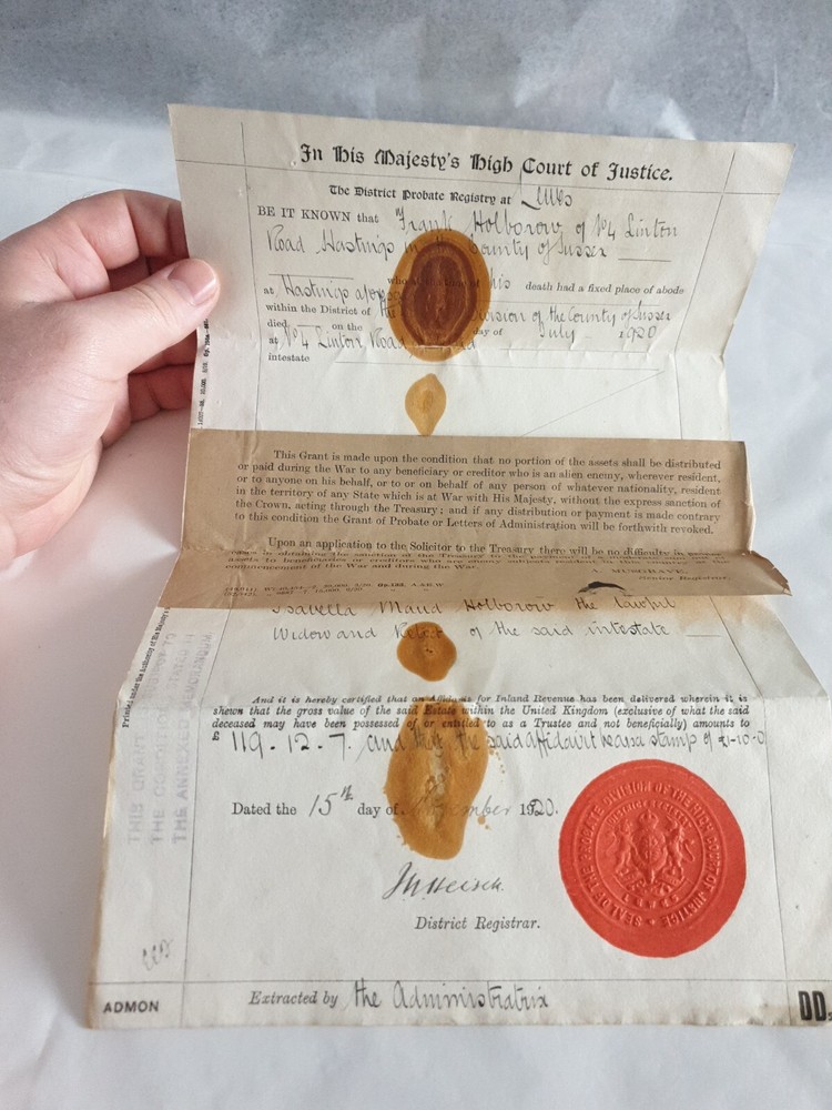 A 1920s document probate with red Embossed mark