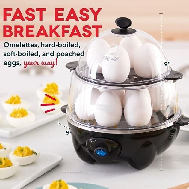 DASH Deluxe Rapid Egg Cooker for Hard Boiled, Poached, Scrambled Eggs, Omelets