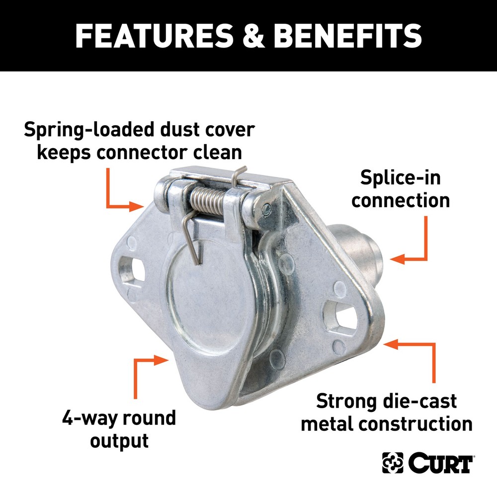 Curt-4-Way Round Connector Socket (Vehicle Side)