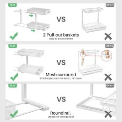2Tier Under Sink Organizer, Pull Out Space Saving Rack for Kitchen Pantry