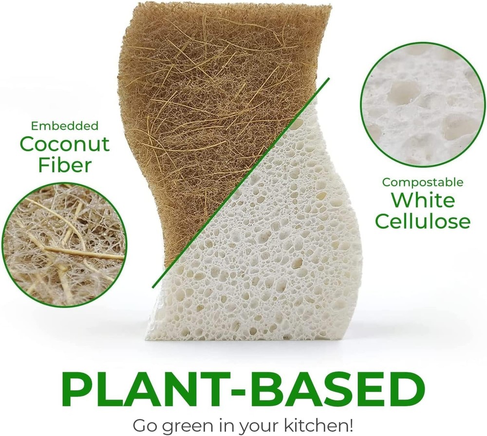 Biodegradable Natural Sponge - Compostable Cellulose & Coconut Walnut 6/12/24 ct