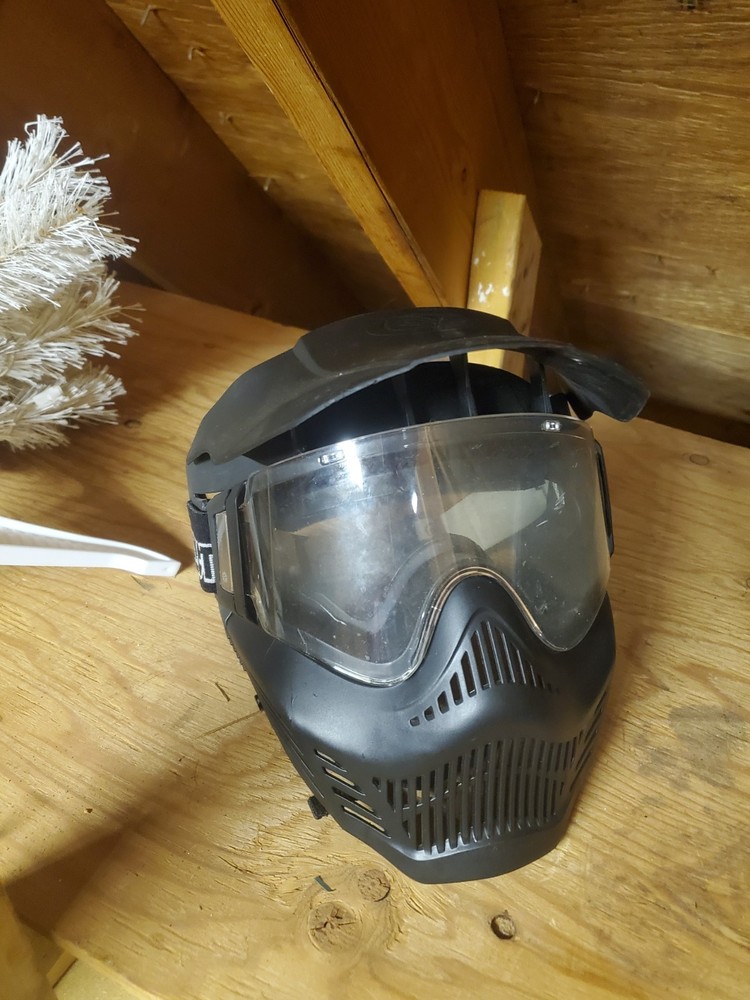Black Paintball Mask with Goggles and Visor
