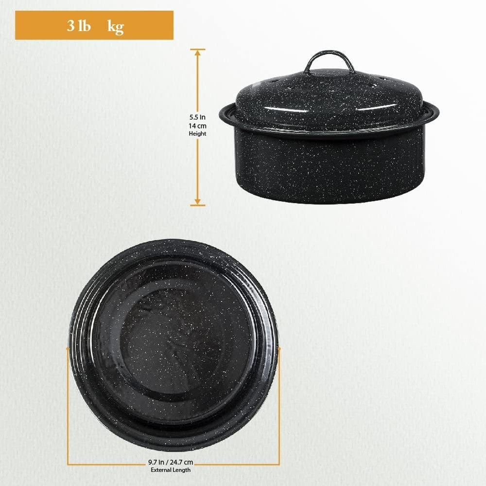 Granite Ware 3 lb Mini Round Roaster Black Speckled