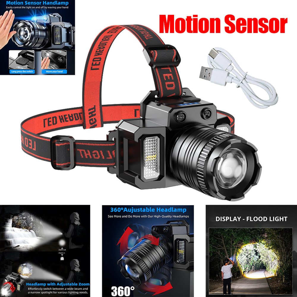 Rechargeable LED Induction Headlamp - Super Bright, Multifunctional Work Torch