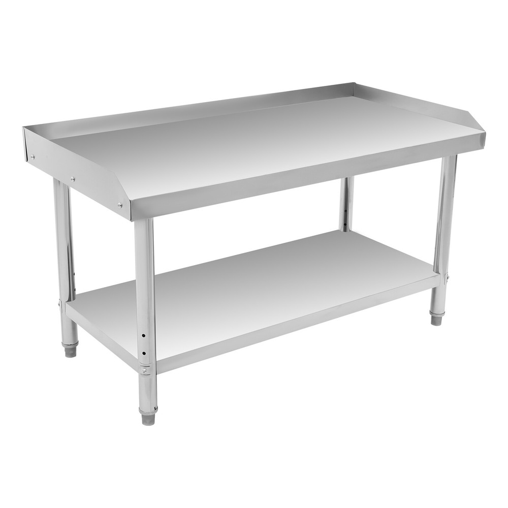 48*24*35-36" Adjustable Commercial Work Table With Backsplash Silver Work Table