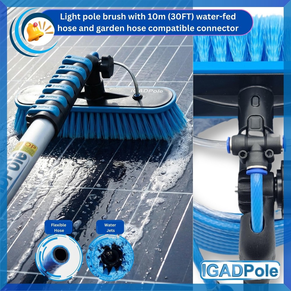 IGADPole 17 FT Water-Fed Cleaning Kit – Extendable Telescopic Pole with So