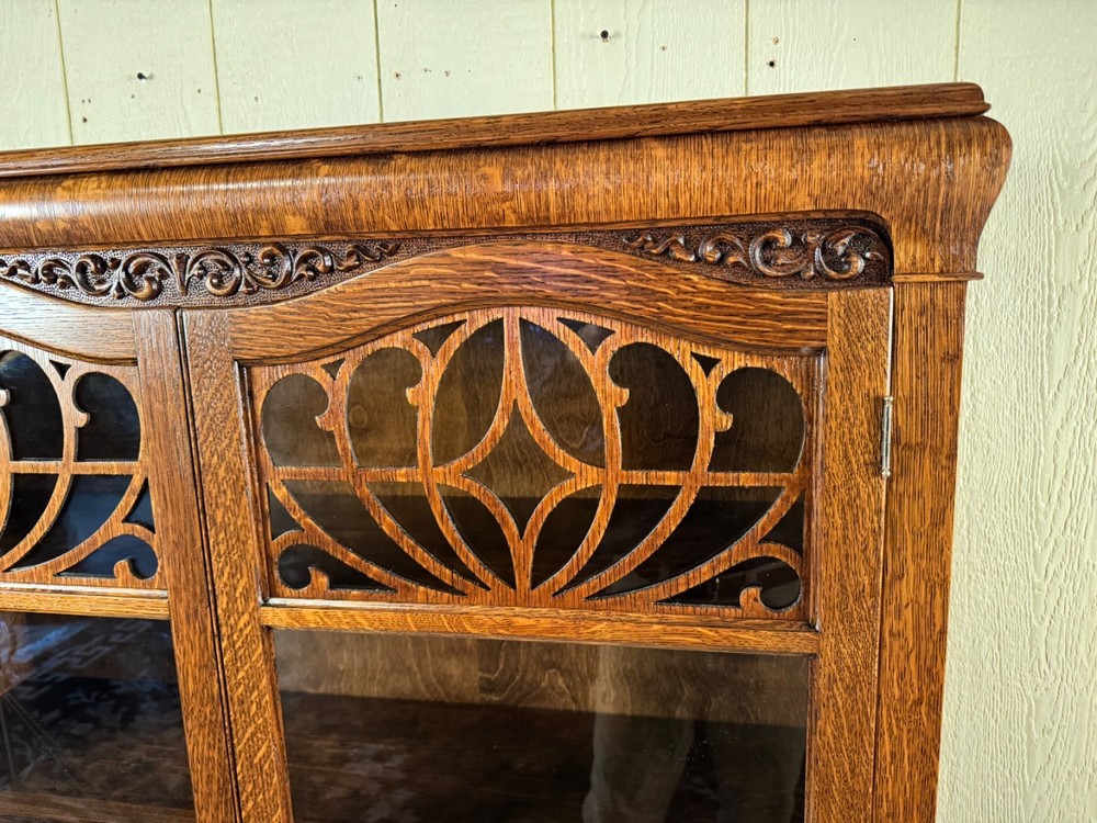 Antique Oak Two-Door Bookcase