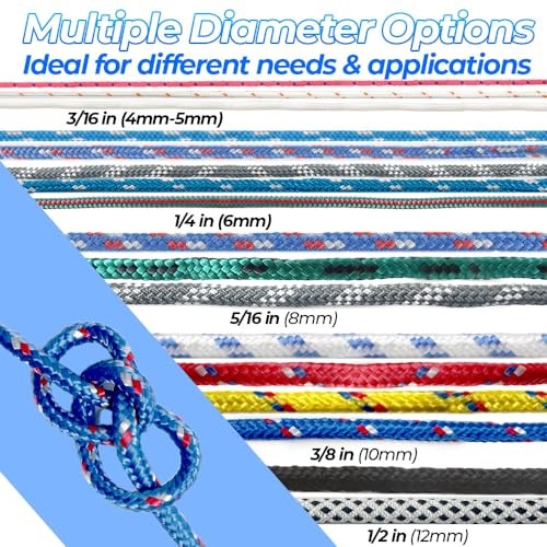 Heavy Duty Polyester Double Braided 1/2in X 35FT White/Black - Without Loop