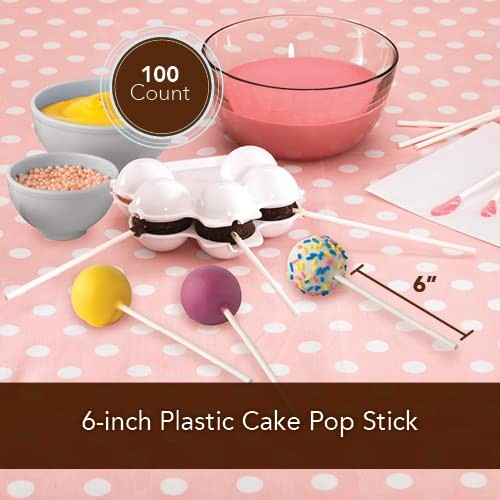 Sweet Creations 100 Count Reusable Plastic Cake Pop Sticks White