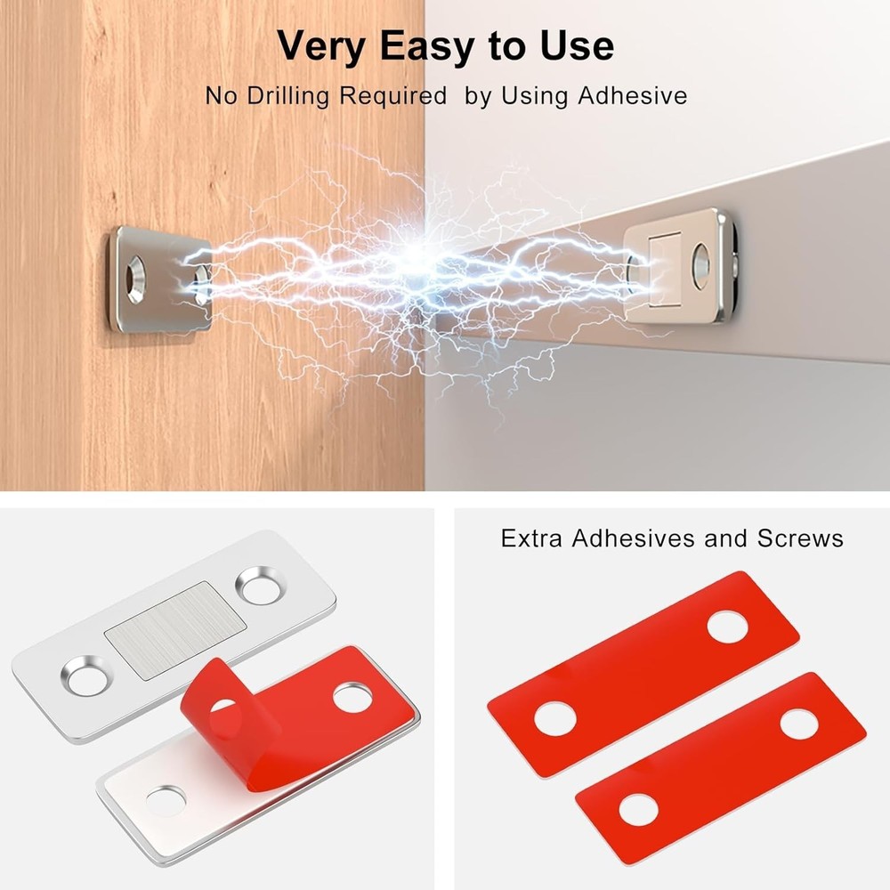 4 Pack Ultra Thin Cabinet Magnetic Catch with Powerful Adhesive Closure