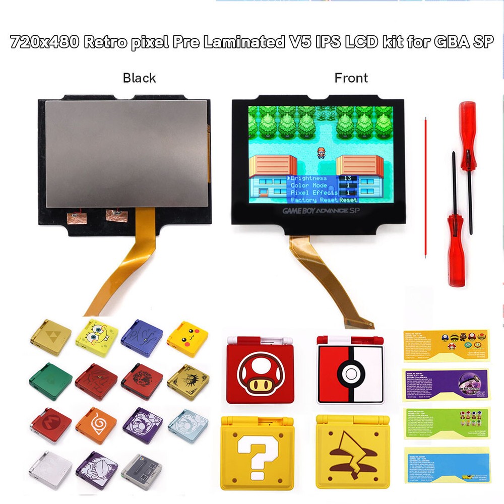 V5 GBA SP IPS Laminated LCD Backlight Screen Kit+Shell For GameBoy Advance SP
