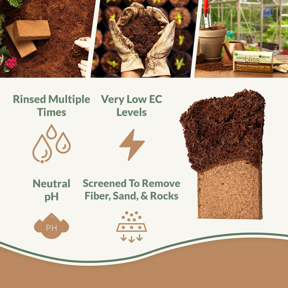 Coco Coir 650Gm Bricks (10-Pack) - Organic Coco Coir for Plants - Omri-Listed Co