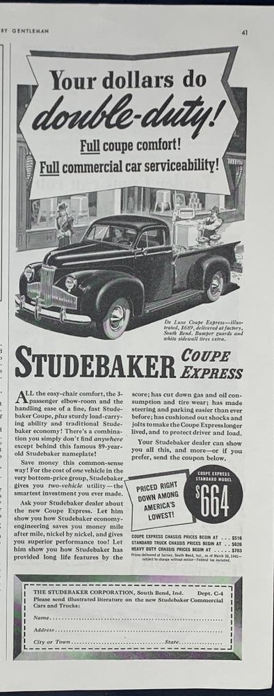 Magazine Ad* - 1941 - Studebaker Trucks - World War 2