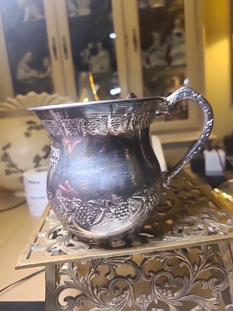 Two Handle Vintage Netillat Yadayim Silverplate Wash Cup